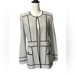 Ming Wang Black and White Open Front Jacket Sz XS NWT